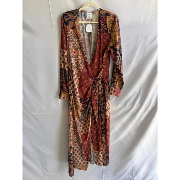 MISA Los Angeles Multicolored Eliza Patchwork Wrap Dress Size XL (READ) - Picture 4 of 15